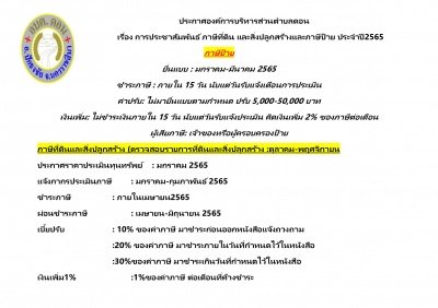 ประชาสัมพันธ์ประกาศ ประชาสัมพันธ์ภาษีป้าย ภาษีทีดินและสิ่งปลูกสร้าง ปี 2565